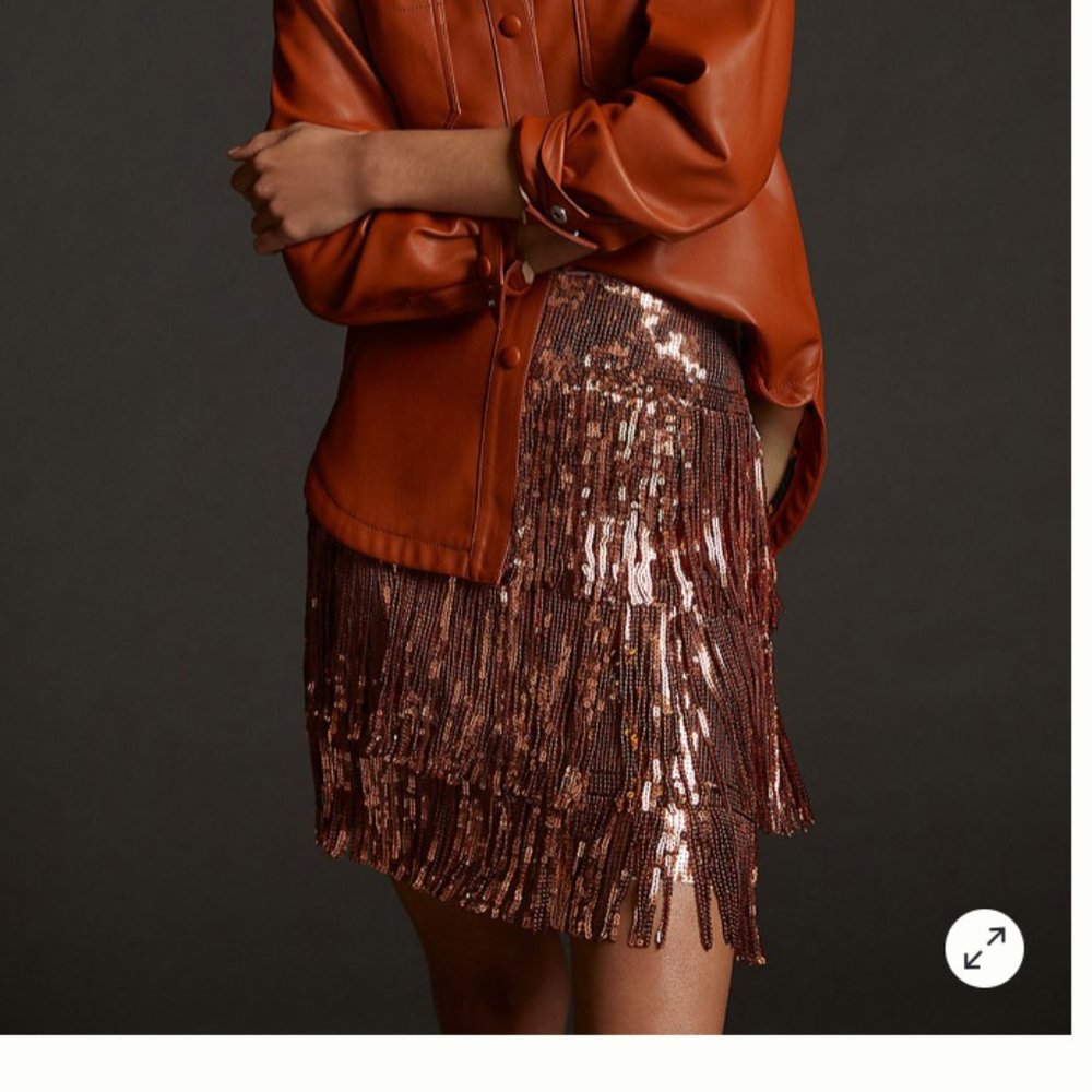 ⭐️ Maeve Fringed Sequined Boho Peasant Hipster Hippie Art Deco Farm Tassel Skirt - Picture 1 of 7